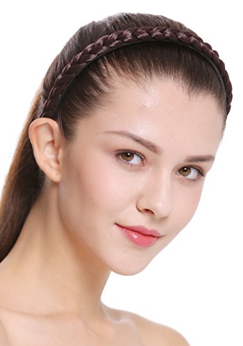 WIG ME UP - CXT-003-035 Haarband Haarreif geflochten Tracht traditionell 1,2cm schmal mattes braun braid von WIG ME UP