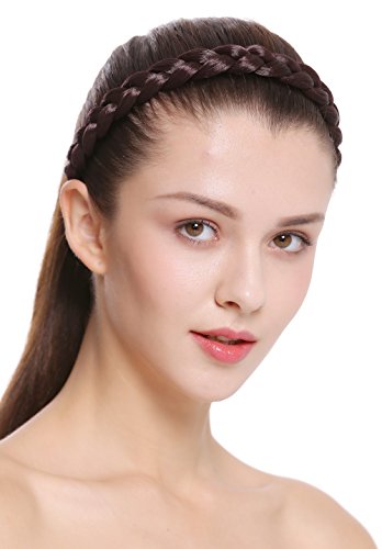 WIG ME UP - CXT-007-035 Haarband Haarreif geflochten Tracht traditionell 2 cm breit mattes braun braid von WIG ME UP