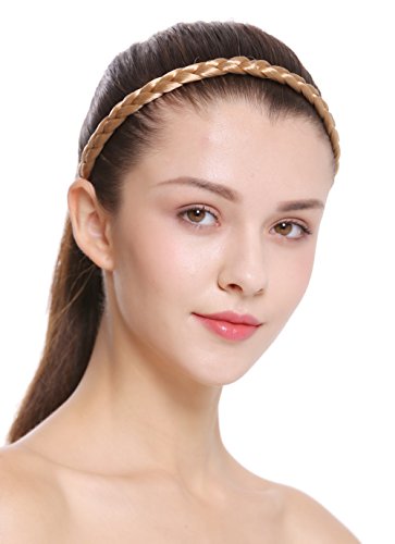 WIG ME UP - CXT-008-216 Haarband Haarreif geflochten Tracht traditionell 1cm schmal honigblond braid von WIG ME UP