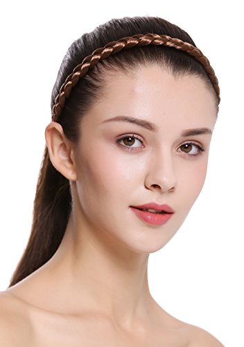 WIG ME UP - CXT-008-230 Haarband Haarreif geflochten Tracht traditionell 1cm schmal goldbraun braid von WIG ME UP