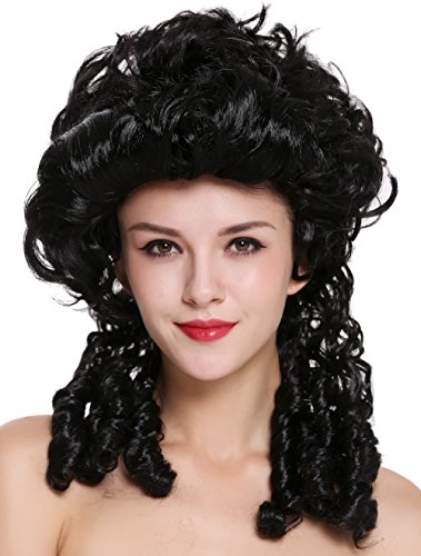 WIG ME UP - DH1009-ZA103 Perücke Damen Karneval Barock Renaissance Romantik Spiral Hofdame Locken toupiert Schwarz Länge: ca. 40 cm von WIG ME UP