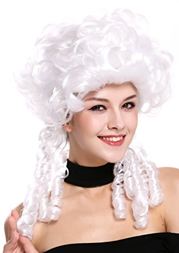WIG ME UP - DH1009-ZA62 Perücke Damen Karneval Barock Renaissance Romantik Spirallocken Hofdame Locken toupiert Weiß von WIG ME UP