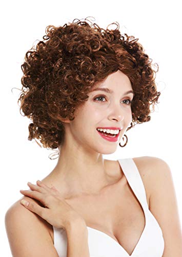 WIG ME UP - DH1101-ZA6A Perücke Damen Karneval Fasching Funky 60er 70er Funk Afro Locken Mittelscheitel Braun von WIG ME UP