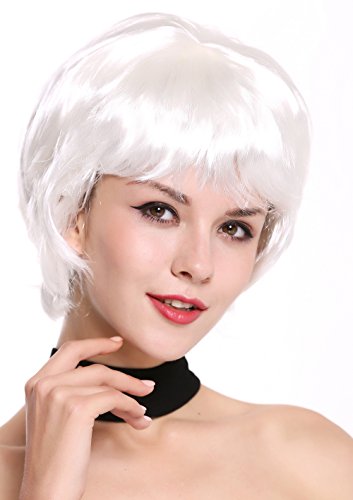 WIG ME UP - DH1390-ZA68 Perücke Damen Karneval Halloween kurz dicht voll weiß von WIG ME UP