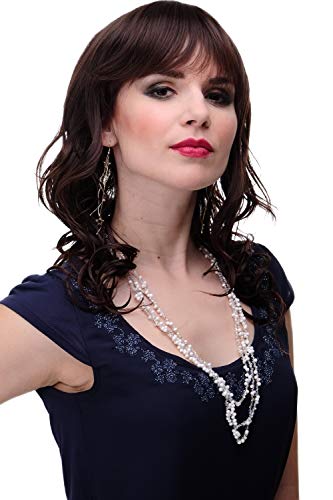 WIG ME UP - Damen Perücke leichter Wetlook Braun Schwarzbraun-Mahagonibraun-Mix halblang Pony als Scheitel stylbar ca. 50 cm 5019-2T33 von WIG ME UP