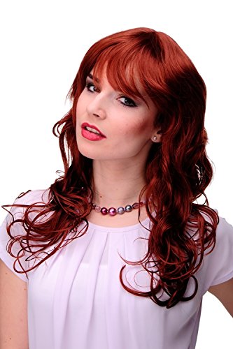 WIG ME UP - Damen Perücke wellig lockig Pony Scheitel Rot Kupferrot ca. 55cm 9669-350 von WIG ME UP