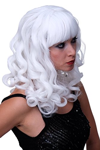 WIG ME UP - Faschingsperücke Perücke Karneval Locken Lang Pony Vamp Diva Weiß LM-142-P60 von WIG ME UP
