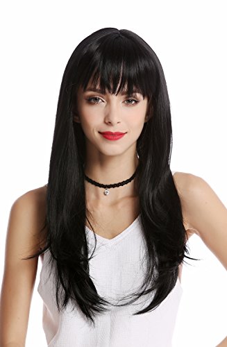 WIG ME UP - GF-W2274-1 Perücke Damenperücke tiefschwarz schwarz lang glatt sexy Pony von WIG ME UP