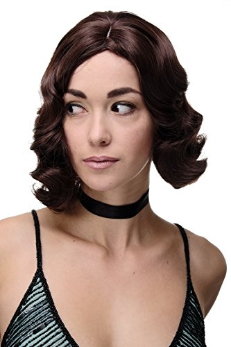 WIG ME UP - GFW1726-33 Damenperücke Perücke 20er Jahre Swing Jazz Charleston Chicago Mittelscheitel Wellen wellig Braun Kastanie von WIG ME UP