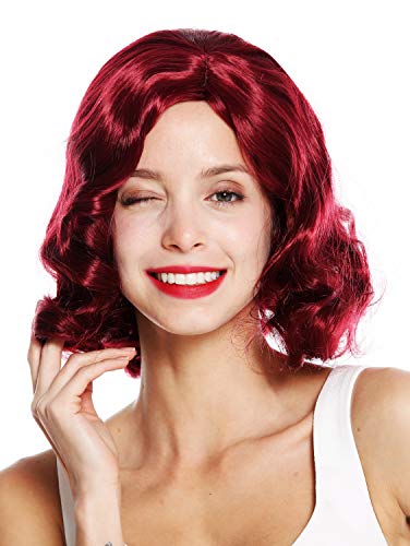 WIG ME UP - GFW1726-39 Damenperücke Perücke 20er Jahre Swing Jazz Charleston Chicago Mittelscheitel Wellen wellig Granatrot Rot von WIG ME UP