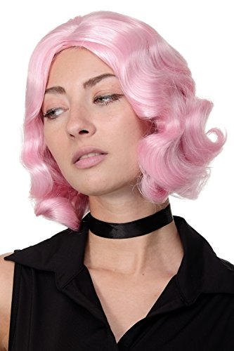 WIG ME UP - GFW1726-TF2317-F1 Damenperücke Perücke 20er Jahre Swing Jazz Charleston Chicago Mittelscheitel Wellen wellig pink rosa von WIG ME UP