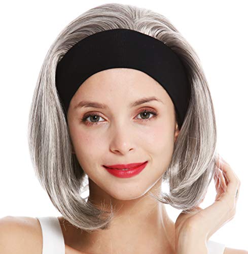 WIG ME UP - GFW948-H-51 Perücke Damen Damenperücke Stirnband kurz glatt 80er Retro Look Grau Silbergrau von WIG ME UP