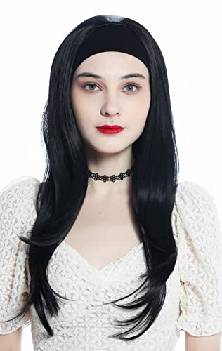 WIG ME UP - H9306-1 Perücke Haarteil Halbperücke mit Stirnband Schwarz Tiefschwarz lang glatt Haarverlängerung 65 cm von WIG ME UP