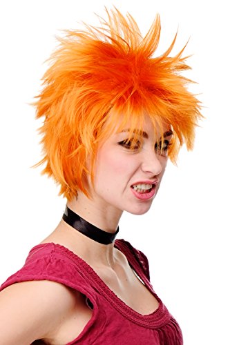 WIG ME UP - H9708-1004 Perücke Herren Damen Cosplay Orange Wild Struppelig Gestyled Kurz Japan Anime von WIG ME UP