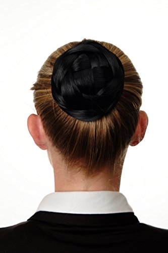 WIG ME UP - Haarknoten Dutt Haarteil aufwendig geflochten Brautschmuck Tracht Steck-Kamm Haarnadel Schwarz Q399D-1 von WIG ME UP