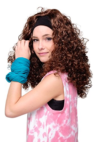 WIG ME UP - LM-153-33# LOCKENPRACHT Perücke mit Stirnband BRAUN Karneval von WIG ME UP