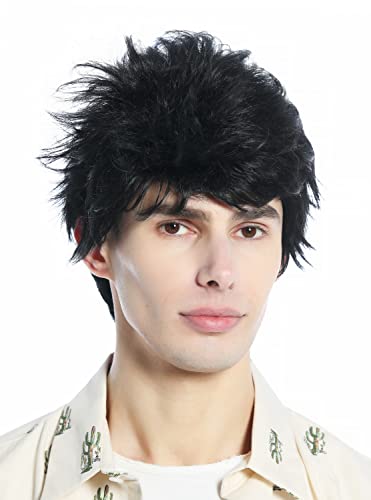 WIG ME UP - M-252A-1B Perücke Herren Damen kurz retro 80er toupiert wild wie ungekämmt Schwarz von WIG ME UP