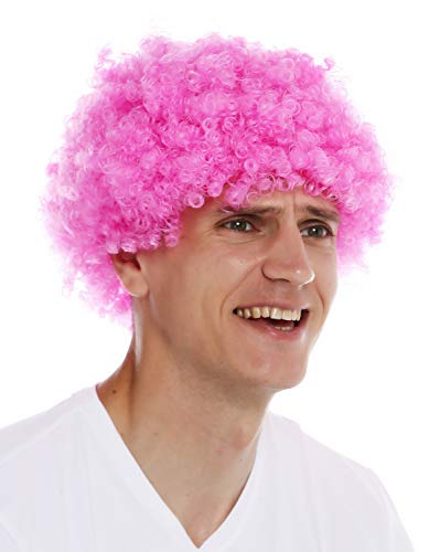WIG ME UP - MMAM-9M-K1156T Perücke Karneval Herren Damen Clown rosa pink kurzer Afro kraus gelockt Krauskopf von WIG ME UP