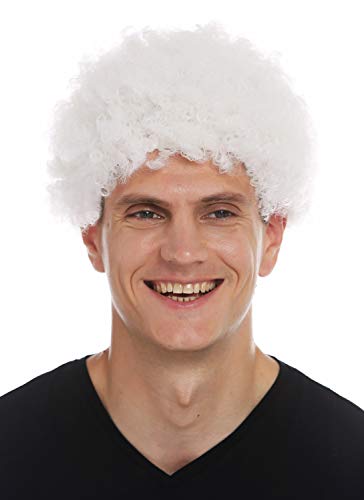 WIG ME UP - MMAM-9M-K20Y Perücke Karneval Herren Damen kurzer Afro kraus gelockt Krauskopf weiß von WIG ME UP