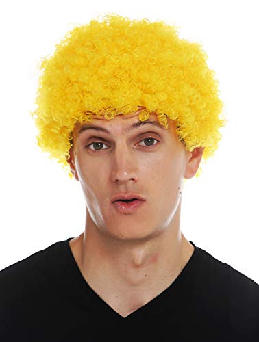 WIG ME UP - MMAM-9M-K3070 Perücke Karneval Herren Damen Clown gelb kurzer Afro kraus gelockt Krauskopf von WIG ME UP
