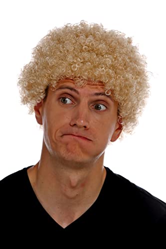 WIG ME UP - MMAM-9M-K8692 Perücke Karneval Herren Damen Clown blond kurzer Afro kraus gelockt Krauskopf von WIG ME UP