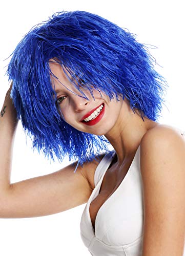 WIG ME UP - MMSLW-K2079 Perücke Damen Herren Karneval struppig strohig voluminös Kobold Clown Blau von WIG ME UP