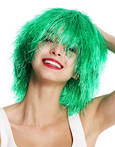 WIG ME UP - MMSLW-K427 Perücke Damen Herren Karneval struppig strohig voluminös Kobold Clown Grün von WIG ME UP