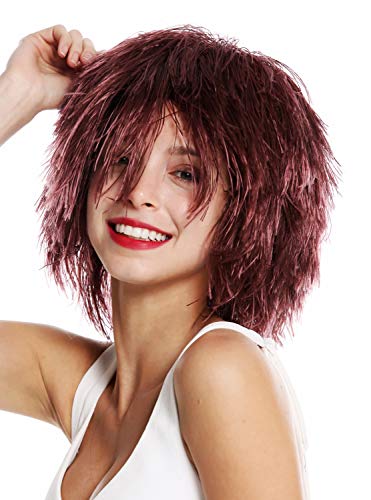 WIG ME UP - MMSLW-KF938 Perücke Damen Herren Karneval struppig strohig voluminös wild Kobold Clown Rot Weinrot von WIG ME UP