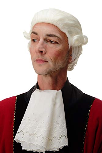 WIG ME UP - PT0027-KB80 Damen Herren Perücke Karneval Fasching Barock K&K Edelmann Edelfrau Offizier Kurz Locken Weißblond von WIG ME UP