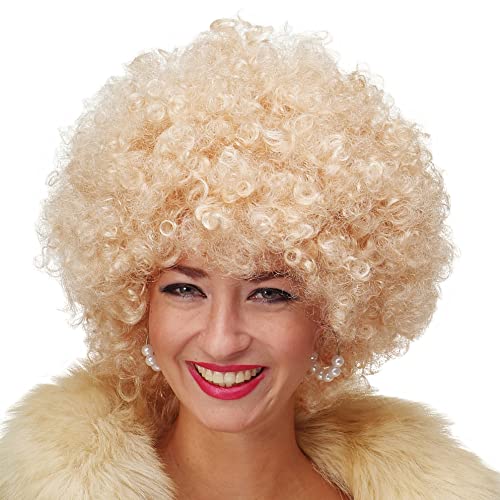 WIG ME UP - PW0011-P02 Perücke Afroperücke Afro 70er Jahre Party Partyperücke Funk Funky Disco Foxy Hellblond von WIG ME UP