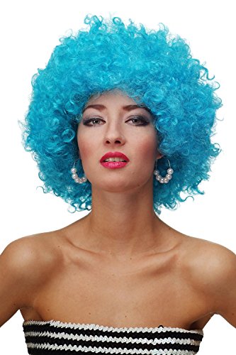 WIG ME UP - PW0011-PC40 Perücke Afroperücke Afro 70er Jahre Party Partyperücke Funk Funky Disco Foxy Hellblau Blau von WIG ME UP
