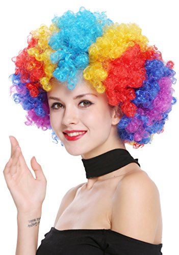 WIG ME UP - PW0011 Perücke Afroperücke Afro 70er Jahre Regenbogen Bunt Riesig Funky Disco Clown von WIG ME UP