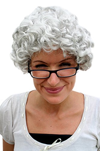 WIG ME UP - PW0035-K309 Perücke GRAU Locken Oma Omi Granny Alte Dame von WIG ME UP