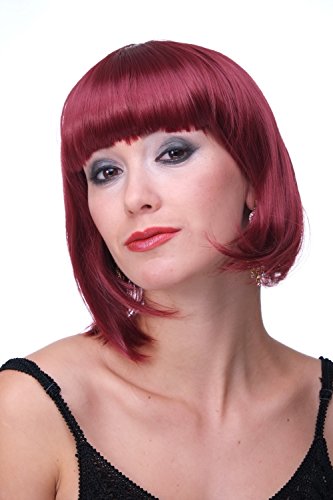 WIG ME UP - PW0114-P67 Sexy Party Perücke Bob Disco Kurz & Frech Go-Go Party Burlesque Granatrot von WIG ME UP