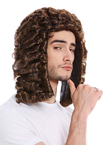 WIG ME UP - PW0171-P6 Perücke Herren Karneval Englischer Lord Edelmann Richter Judge Barock Locken Braun von WIG ME UP