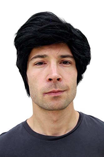 WIG ME UP - PW0174-P103 Herren-Perücke schwarz Seitenscheitel kurzhaarig von WIG ME UP