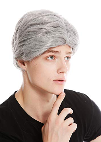 WIG ME UP - PW0174-ZA68E Perücke Herren kurz Scheitel Karneval alt Opa grau silbergrau von WIG ME UP
