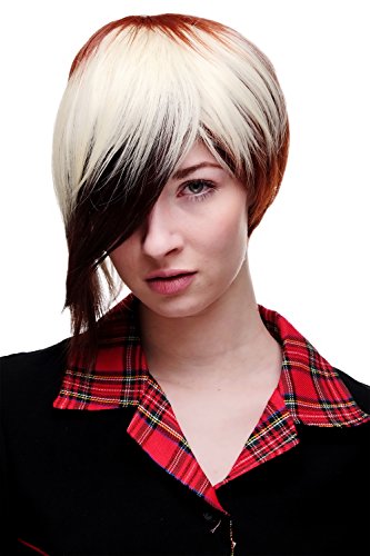 WIG ME UP – Perücke Cosplay Damenperücke kurz Bob extravagante Rotbraun Rot Platin Mischung SA061-33-350-613 von WIG ME UP