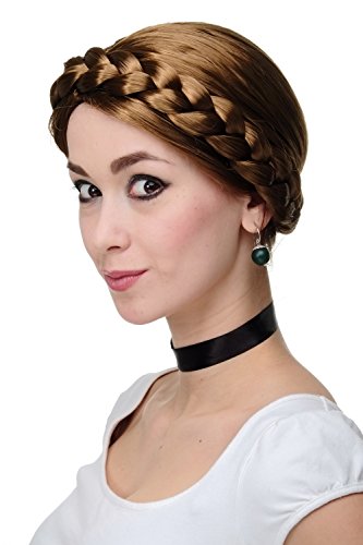 WIG ME UP - Perücke Fasching Karneval geflochtener Zopf Tracht Sorbisch Polen Ukraine Braun Mittelbraun RJ010-P8 von WIG ME UP