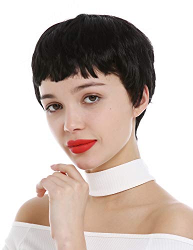 WIG ME UP - SA098-1B Perücke Damen sehr kurz Pixie Cut 60er Kurzhaarfrisur Pony Schwarz von WIG ME UP