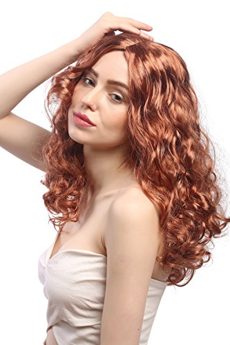 WIG ME UP - SAR065-P130 Perücke Damen Karneval Fasching wellig Locken Volumen Mittelscheitel Kupferrot Rot ca. 50 cm von WIG ME UP