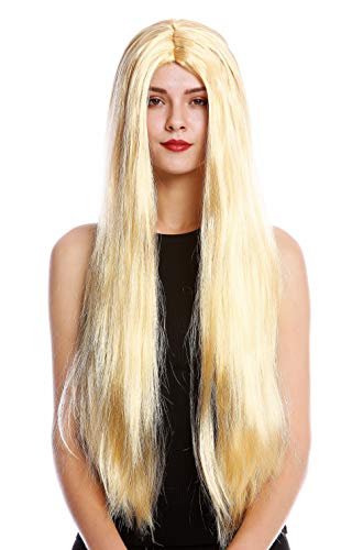 WIG ME UP - TH46-P03 Perücke Damen Halloween Karneval sehr lang glatt Mittelscheitel Blond von WIG ME UP