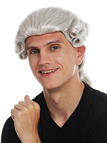 WIG ME UP - VK-31-59 Perücke Herren Männer hochwertig historisch Barock Renaissance hellgrau Zopf Adliger Edelmann von WIG ME UP