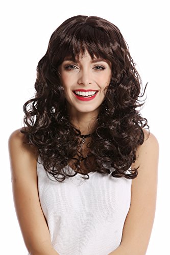 WIG ME UP - XH-083-ZA2 Perücke Damenperücke Karneval Halloween Lang Voluminös Locken Dunkelbraun Pony von WIG ME UP