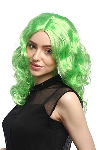 WIG ME UP - XR-010-PC15 Perücke Damen Karneval Fasching lang Volumen Locken lockig Mittelscheitel Grün Hellgrün 50 cm von WIG ME UP