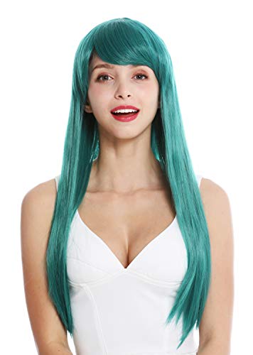 WIG ME UP - YZF-41062-BD Damenperücke Perücke Damen Cosplay lang glatt Pony gescheitelt dunkles Türkis Grün von WIG ME UP