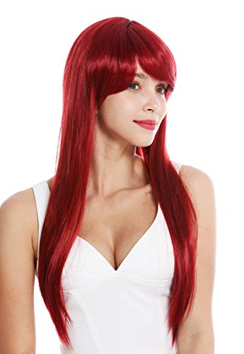 WIG ME UP - YZF-41062-T1557 Damenperücke Perücke Damen Cosplay lang glatt Pony gescheitelt Rot von WIG ME UP