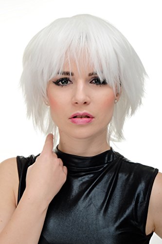 WIG ME UP - YZF-7067-1001 Perücke Cosplayperücke Damen Herren Weiß kurz voluminös von WIG ME UP
