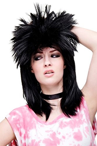 WIG ME UP - lm-665-P103 Perücke schwarz toupiert 80er Heavy Metal Hardrock Gothic Wave von WIG ME UP