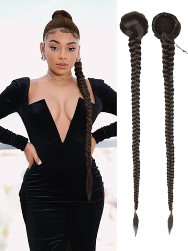 WIGER Geflochtener Pferdeschwanz mit Kordelzug für Damen, 86,4 cm lang, dunkelbraun, DIY-Pferdeschwanz-Verlängerung, Yaki, glatt, Clip-in-Haarverlängerung, synthetische geflochtene Haarteile für den WIGER Geflochtener Pferdeschwanz mit Kordelzug für Damen, 86,4 cm lang, dunkelbraun, DIY-Pferdeschwanz-Verlängerung, Yaki, glatt, Clip-in-Haarverlängerung, synthetische geflochtene Haarteile für den von WIGER